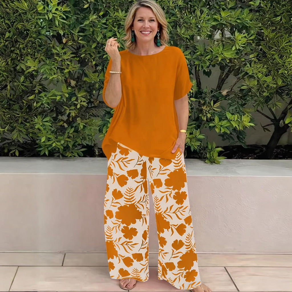 Set pantaloni gamba larga e maglia donna
