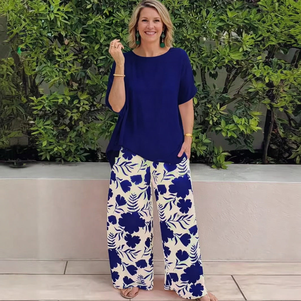 Set pantaloni gamba larga e maglia donna